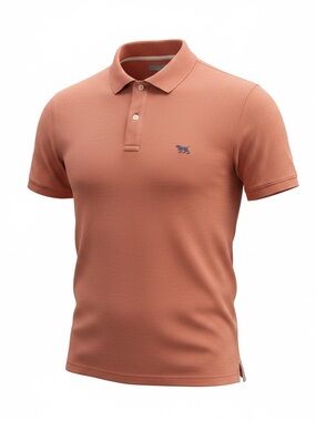 Gunn Polo Knit Polo Shirt Mens Medium Orange Short Sleeve Solid Logo Collared